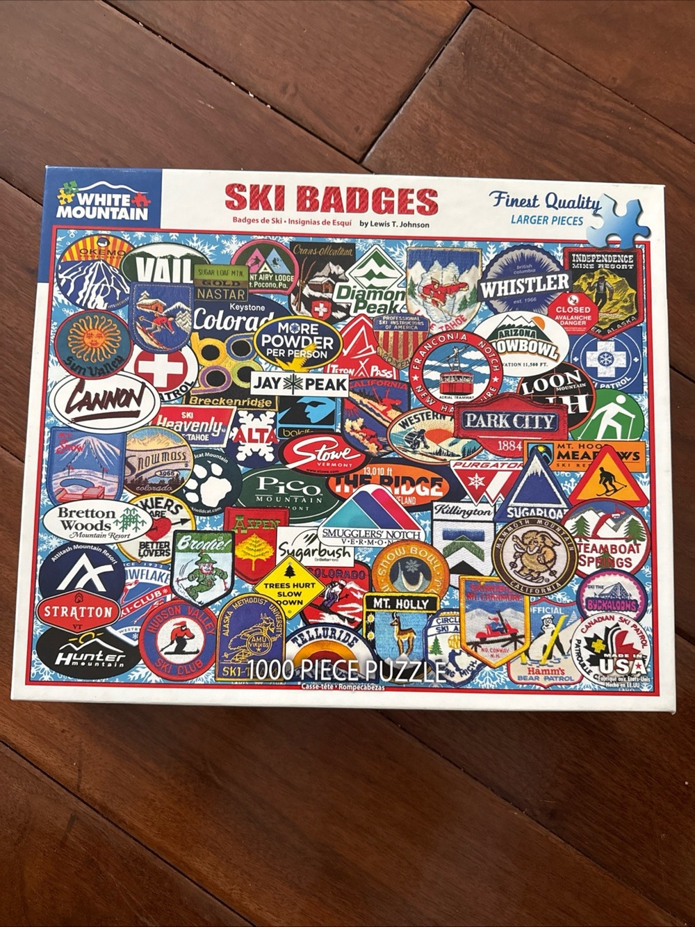 White Mountain Ski Badges Collage Puzzle - Red, Blue, Green, Yellow